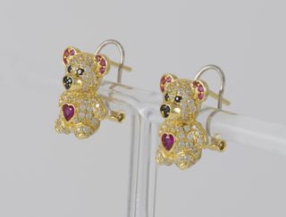 Pendientes Oso en oro 18k 750 