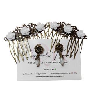 Pendientes niña bronce y blanco