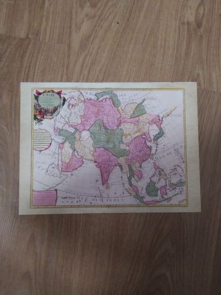 Lámina 28x38cm mapa antiguo Asia
