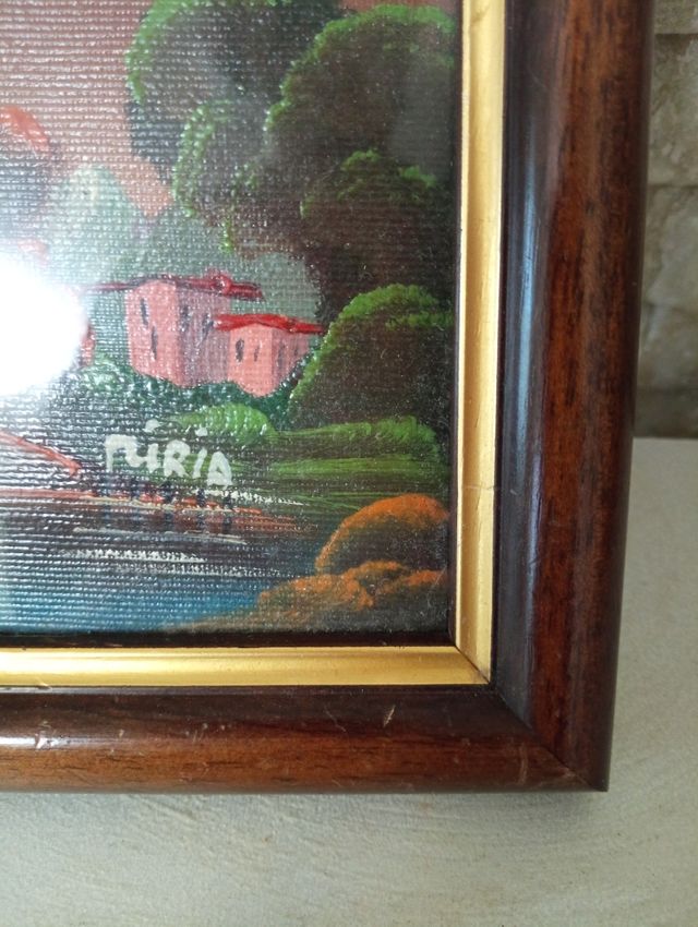 Quadretto con cornice in legno vintage