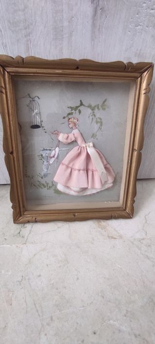 Cuadro antiguo en relieve moda francesa
