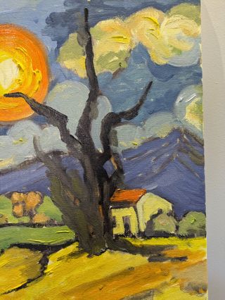 Cuadro estilo Van Gogh paisaje oleo pintado a mano
