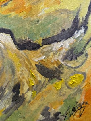 Cuadro estilo Van Gogh paisaje oleo pintado a mano