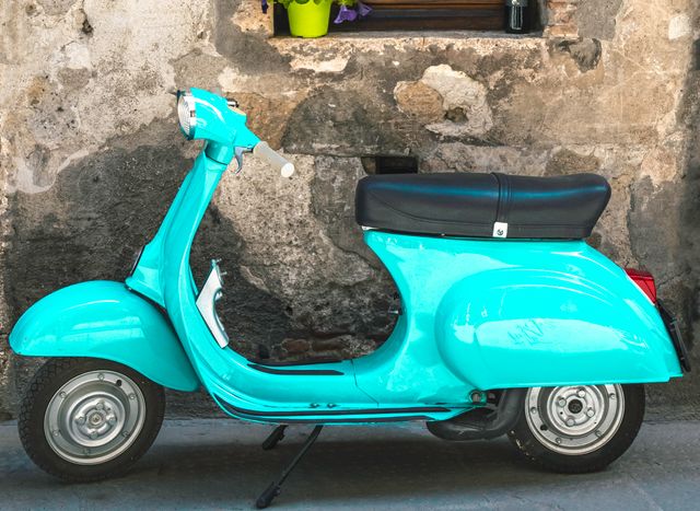 Poster fotografico creativo Vespa blu