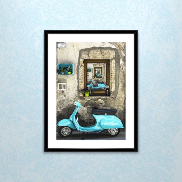 Poster fotografico creativo Vespa blu