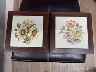 3 Azulejos antigüos enmarcados