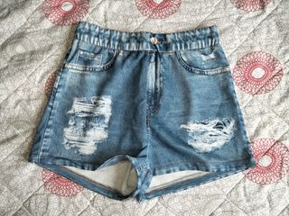 Pantaloncini con stampa denim