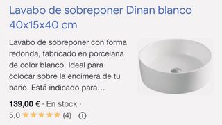 Lavabo de sobreponer DINAN blanco   porcelanico