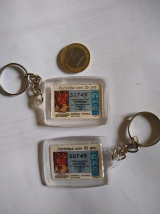Llavero con bilete de loteria de metacrilato