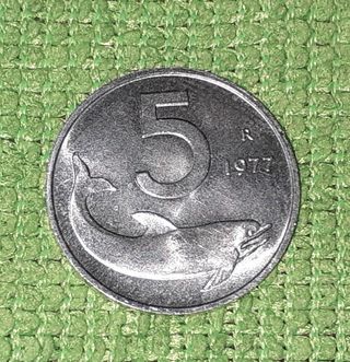 Moneta da lire 5 del 1977