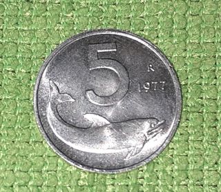 Moneta da lire 5 del 1977