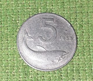 Moneta da lire 5 del 1955