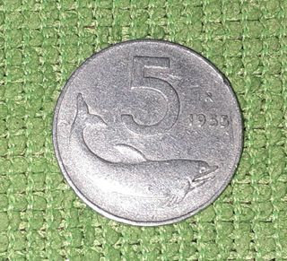 Moneta da lire 5 del 1955