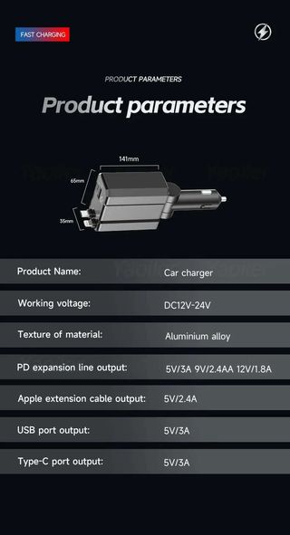 4 en 1 Cargador de Coche Retráctil, 66W