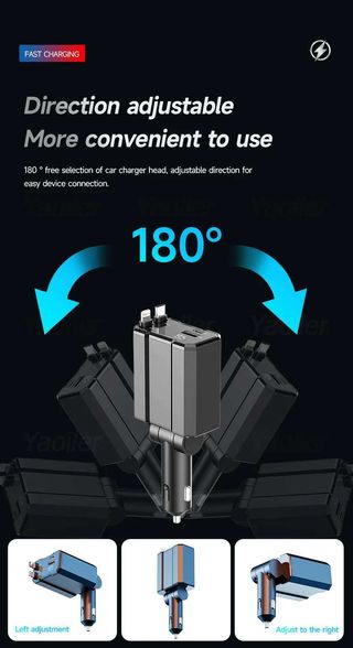 4 en 1 Cargador de Coche Retráctil, 66W