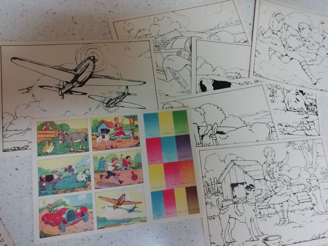 LÁMINAS MUY ANTIGUAS DE COLOREAR Un sobre con 6 lá