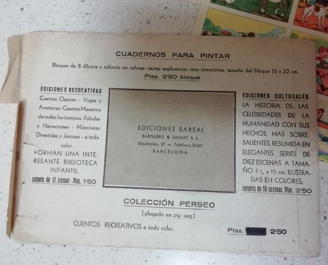 LÁMINAS MUY ANTIGUAS DE COLOREAR Un sobre con 6 lá