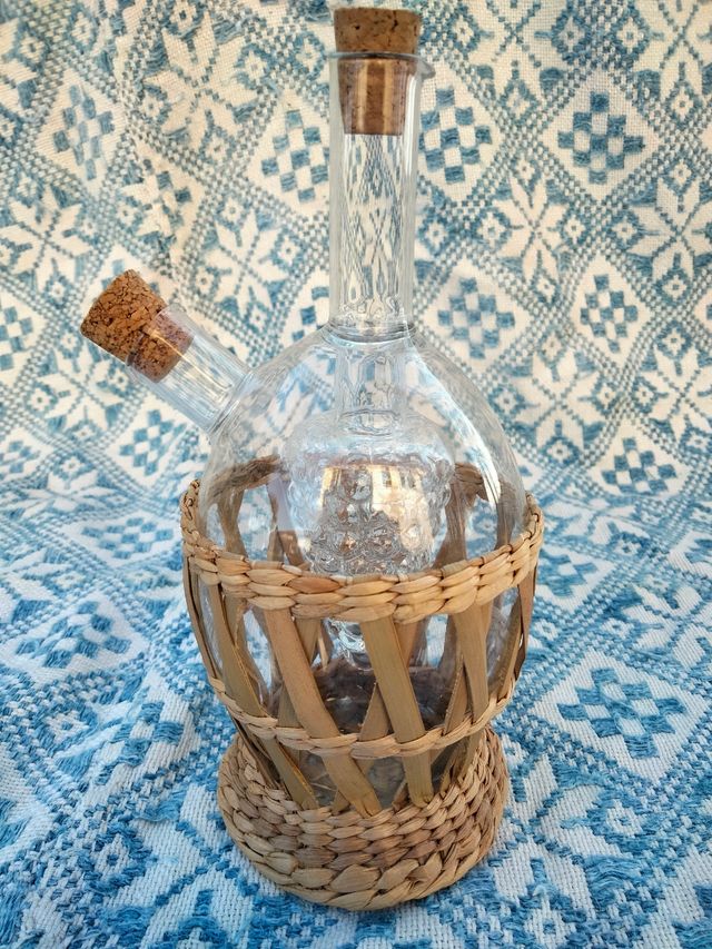 Fine olio aceto vetro soffiato mai usat