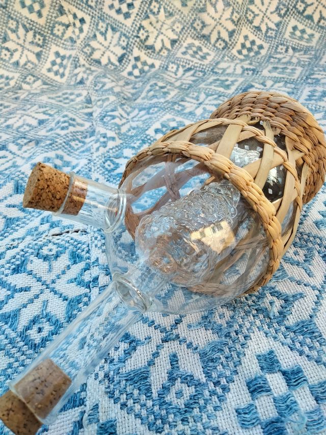 Fine olio aceto vetro soffiato mai usat