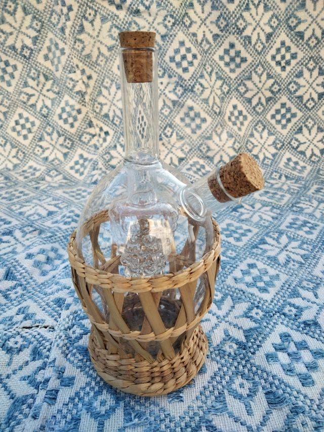 Fine olio aceto vetro soffiato mai usat