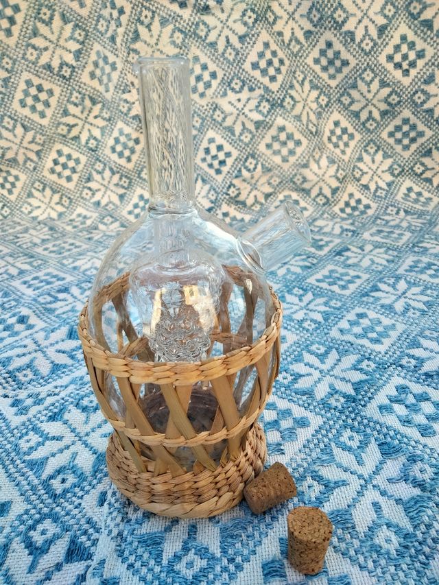 Fine olio aceto vetro soffiato mai usat