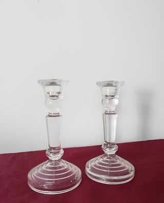 Par De Castiçais Em Vidro