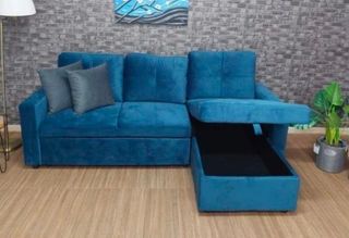 SOFA CAMA CON CHESLONG AZUL .✨