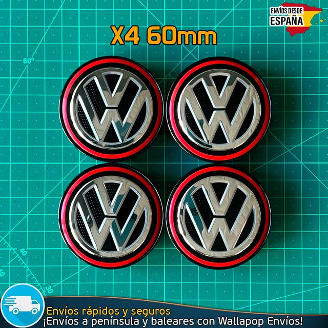 X4 Tapacubos Volkswagen 60mm Tapas negras Llantas