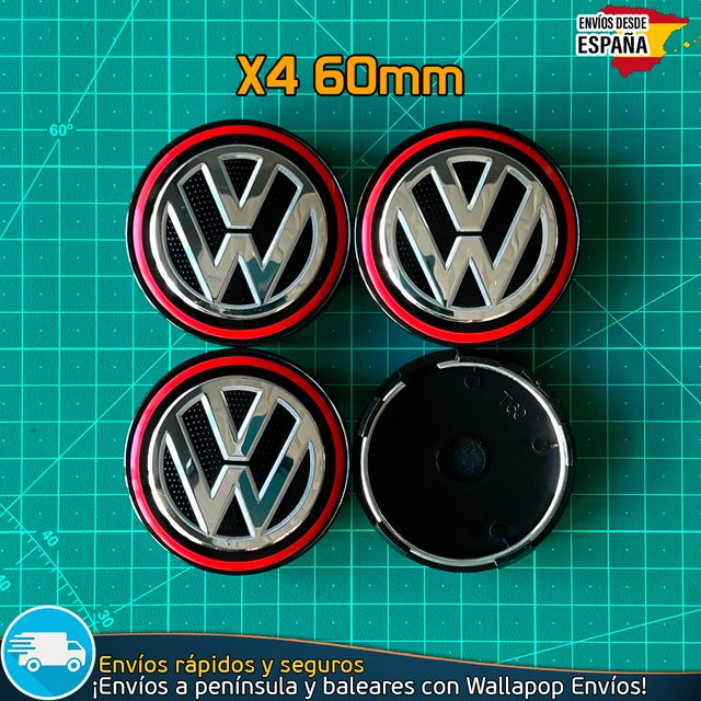 X4 Tapacubos Volkswagen 60mm Tapas negras Llantas