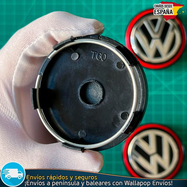 X4 Tapacubos Volkswagen 60mm Tapas negras Llantas