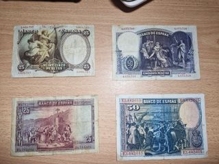 2 billetes del 1928 y 2 del 1931