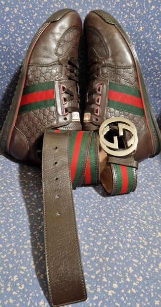Cinturón Gucci Tribanda Doble GG Interlocking Piel