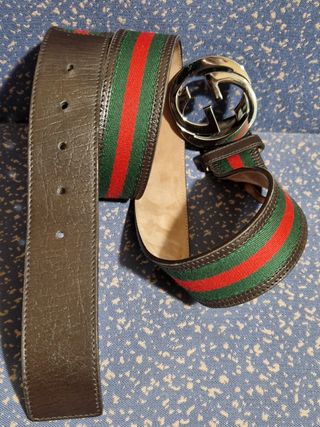 Cinturón Gucci Tribanda Doble GG Interlocking Piel