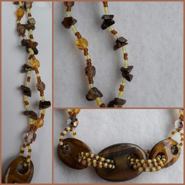 Collana con pietre dure di occhio di tigre,cristal