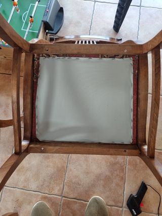 Silla barroco inglés, brazos,tela damasc