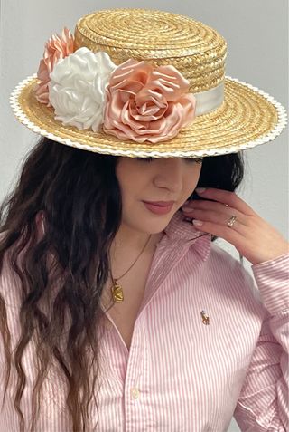 Sombrero de paja. Canotier. Ideal celebraciones.