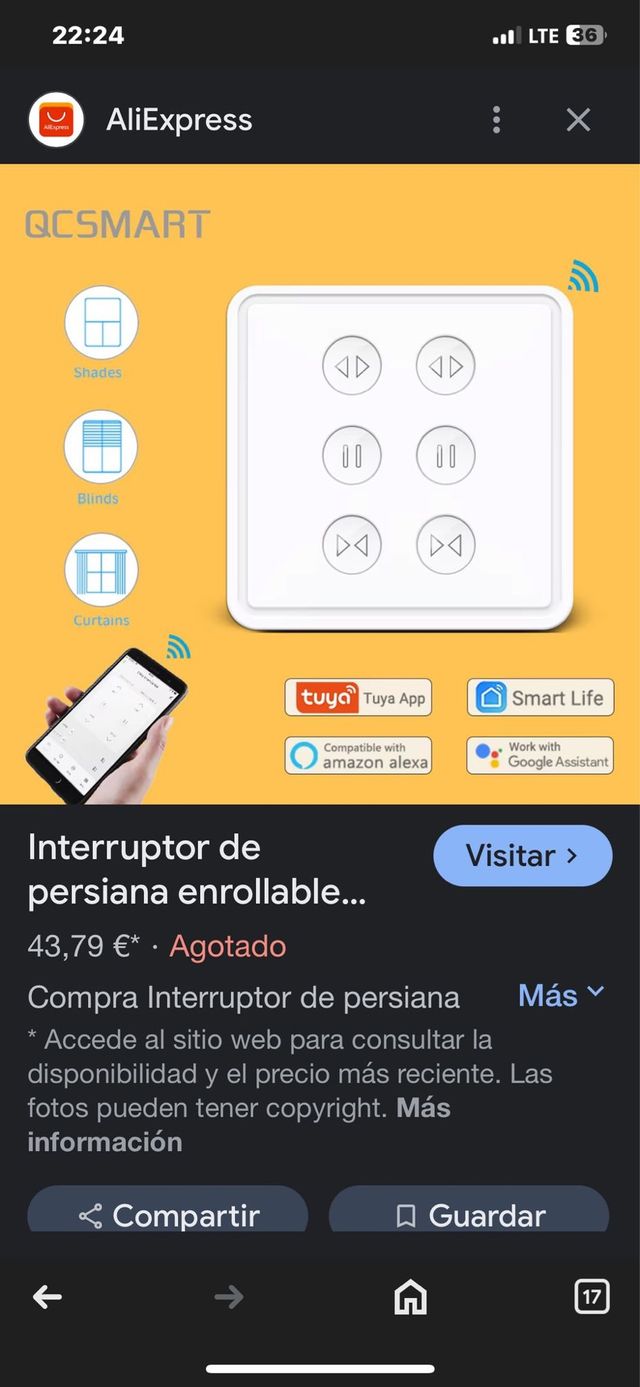 Interruptor inteligente persianas doble nuevo