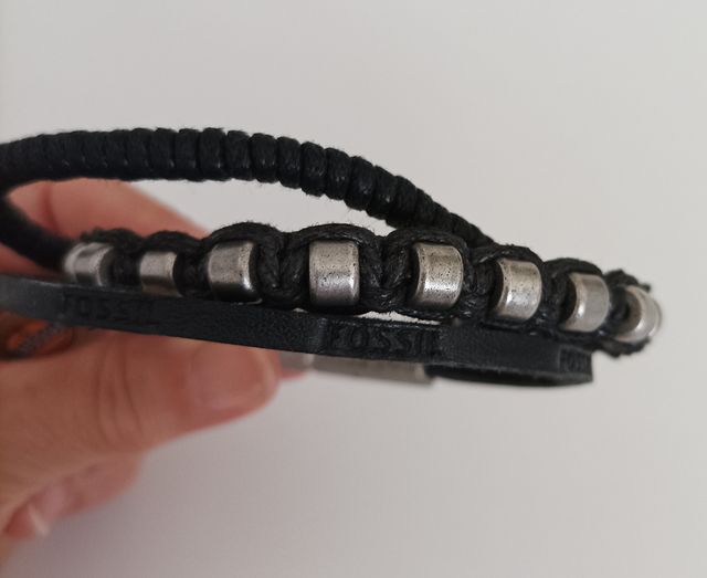 Bracciale Fossil in acciaio e cuoio