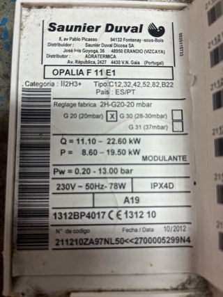 Placa elec. S. Duval OPALIA F 11 E1