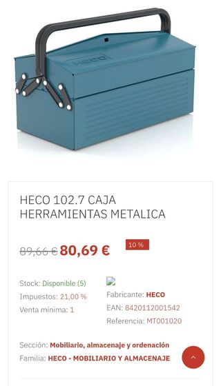 CAJA HERRAMIENTAS METALICA HECO