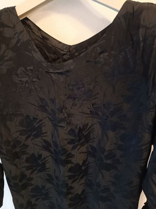 Abito nero in Seta jacquard. Vintage 90s