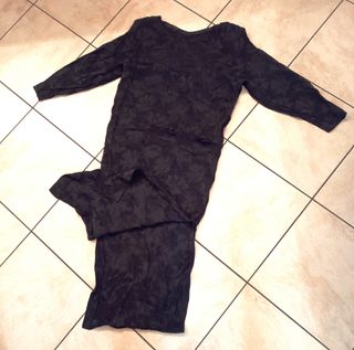 Abito nero in Seta jacquard. Vintage 90s