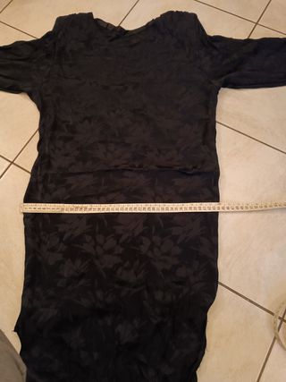 Abito nero in Seta jacquard. Vintage 90s