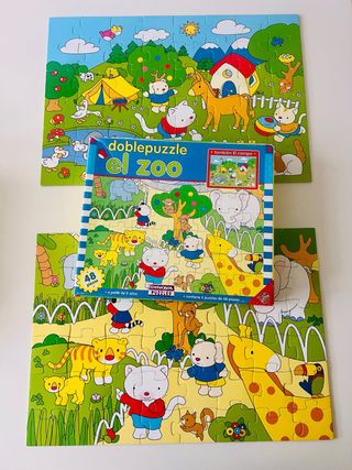 Doble puzzle el Zoo y el campo