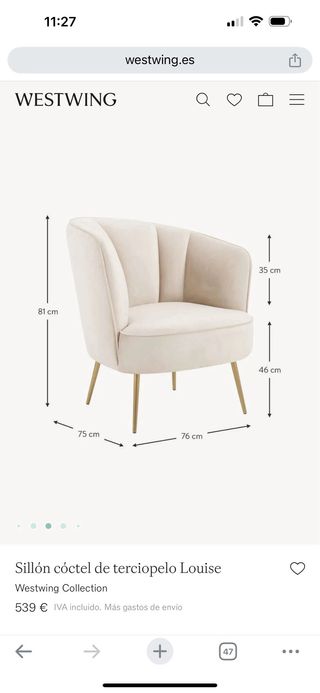 Sillón de terciopelo Westwing