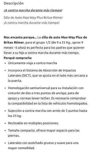 Silla de auto contra marcha BRITAX ROMER