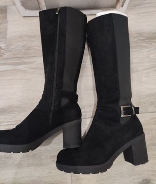 Botas altas negras mujer tacón medio