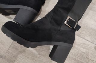 Botas altas negras mujer tacón medio