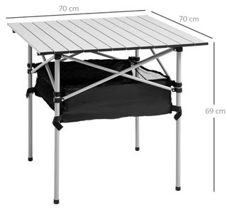 Mesa camping plegable negro plata NUEVA