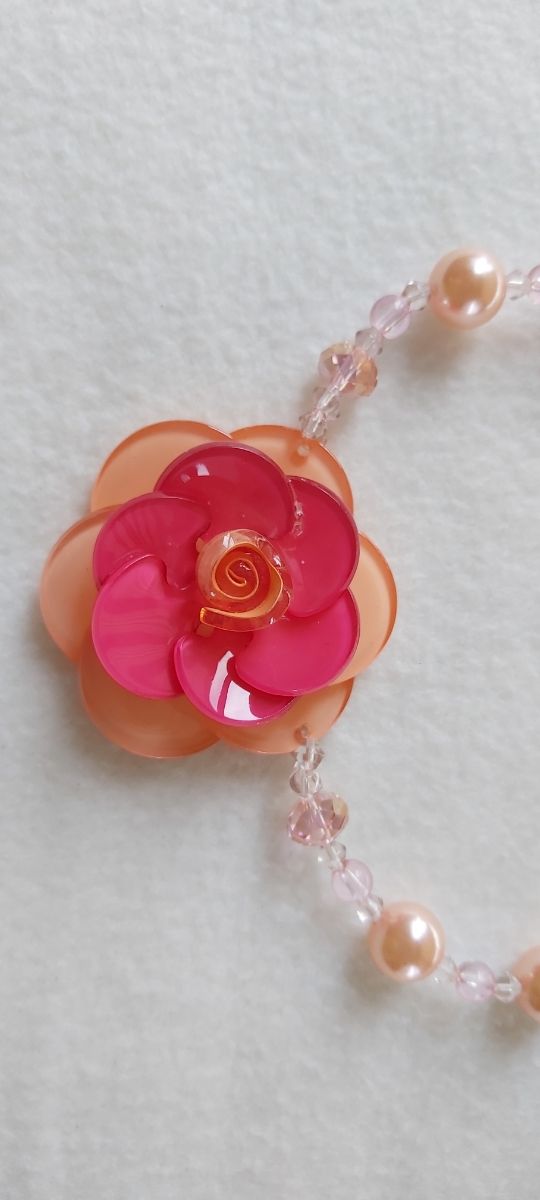 Set di collana e orecchini con resine,rosa